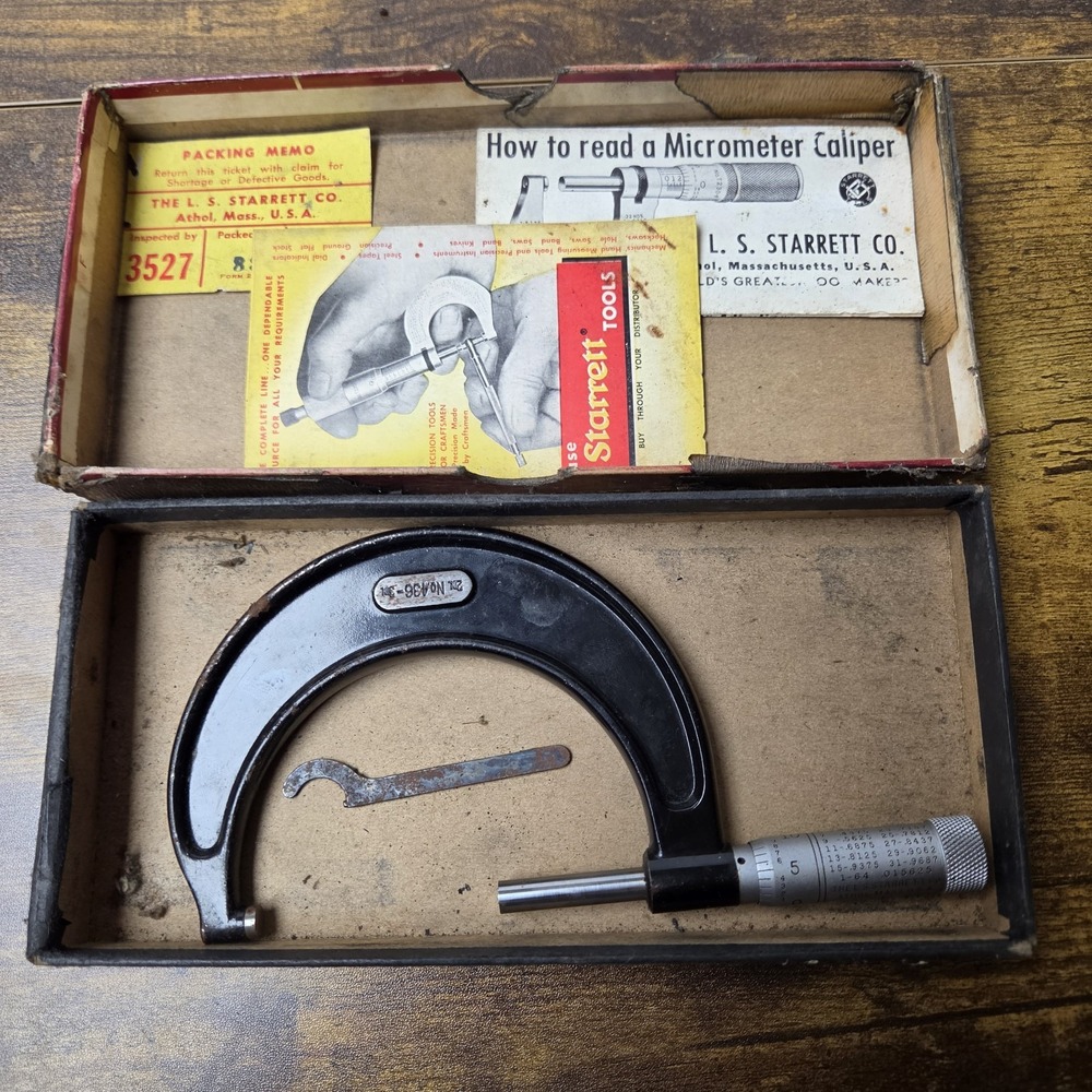 Vtg. No.436 L.S. Starrett 2-3" Outside Micrometer - Made in USA - Nice Used Cond